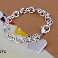 Heart Shpae 925 Silver Bracelet (1PC) Christmas Gifts
