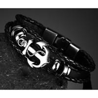 head layer cowhide titanium steel buckle men anchor bracelet christmas ...