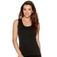 Heat Holders ladies plain cotton sleeveless scoop neck warm thermal vest top - Black