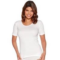 Heat Holders ladies plain cotton short sleeve crew neck warm thermal vest top - White