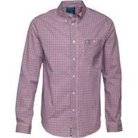 henleys mens long sleeve checked shirt bluered check