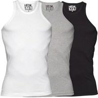 henleys mens three pack vests blackwhitegrey