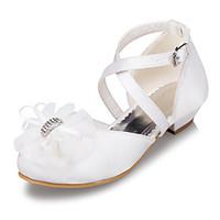 Heels Spring Summer Fall Winter Light Up Shoes Satin Outdoor Casual Low Heel Flower White