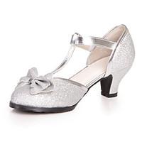 Heels Spring Summer Light Up Shoes Leatherette Dress Casual Chunky Heel Bowknot Blue Pink Silver