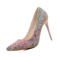 Heels Spring Comfort PU Outdoor Stiletto Heel Blue Pink Beige