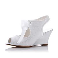 Heels Spring Summer Fall Comfort Tulle Wedding Party Evening Dress Wedge Heel White