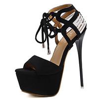 Heels Summer Club Shoes Fleece Dress Stiletto Heel Lace-up