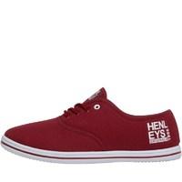 henleys mens stash plimsolls burgundy