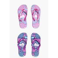 heart print two pack flip flop pink