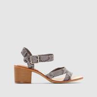 Heeled Snakeskin Print Sandals