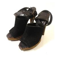 Herve Leger Size 3.5 \'Frida\' Midnight Black Suede Heels Featuring Stud Detail (EU 36)