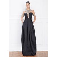 Hemera London Couture Jewel Detail Evening Dress In Black