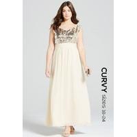 Heavily Embellished Cream and Gold Maxi