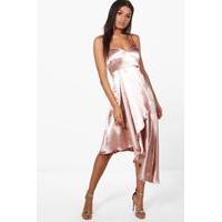 Hemia Asymetric Hem Wrap Dress - blush