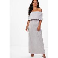 Helen Bardot Pleat Fabric Maxi Dress - silver