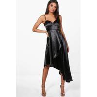 Hemia Asymetric Hem Wrap Dress - black