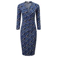 heavy jersey side wrap dress navy abstract print 24