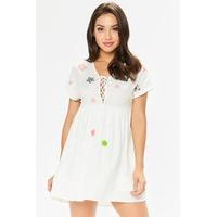 Henny White Floral Embroidered Dress