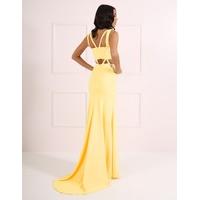 HEATHER - Yellow Cut Out Maxi Evening Dress