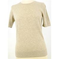 Henri Bendel Classics Size 6 High Quality Soft and Luxurious Pure Cashmere Short Sleeved Fawn Jumper