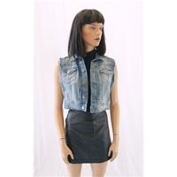 Henry Holland Size 12 Faded Blue Denim Sleeveless Jacket