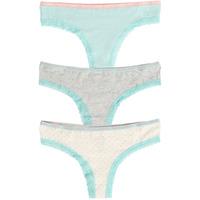 hetty 3 pack high leg lace knickers in grey marl pastel turq ivory tok ...