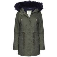 heidi detachable fur trim parka jacket in amazon khaki tokyo laundry