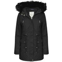 heidi detachable fur trim parka jacket in black tokyo laundry