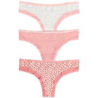 Hetty (3 Pack) High Leg Lace Knickers In Grey Marl / Blush / Ivory - Tokyo Laundry