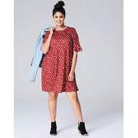 henna floral frill jersey swing dress