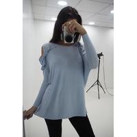 Henrice frill cold shoulder oversized jumper