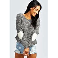 Heart Elbow Patch Jumper - charcoal