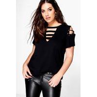 heidi lace up detail top black