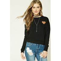 heart pizza patch sweatshirt