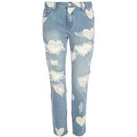 Heart Print Ripped Jeans - Size: Size 8