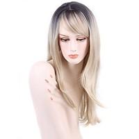 Heat Resistant Cheap Fake Hair Wig 22inch Long Straight Ombre Synthetic Wigs for Women