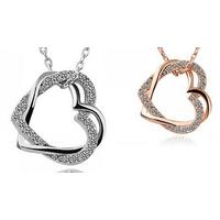 Heart-Shaped Crystal Necklace - 2 Colours