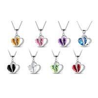 Heart-Shaped Simulated Crystal Pendant - 8 Colours