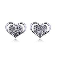 Heart Stud Earrings Jewelry Women Heart Wedding Party Daily Alloy Rhinestone Gold Silver