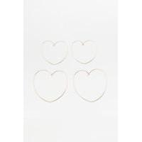 heart hoop earrings 2 pack gold