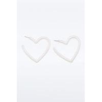 Heart Perspex Hoop Earrings, WHITE