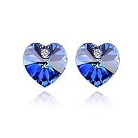 Heart Stud Earrings Jewelry Women Heart Wedding Party Daily Casual Crystal 1set Silver