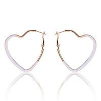 Heart Hoop Earrings Jewelry Women Heart Party Daily Casual Gold Plated 2pcs