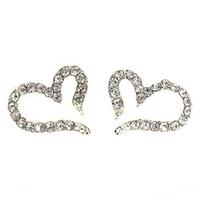 Heart Stud Earrings Jewelry Women Heart Daily Alloy Zircon Silver