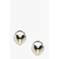 Heart Padlock Stud Earrings - gold