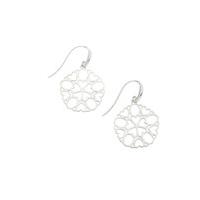 HEART EARRINGS DETAILED DISC STERLING SILVER