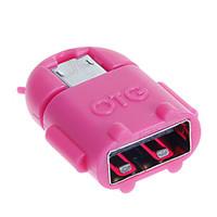 HF-Android Micro USB Male to USB 2.0 Female OTG Adapters - Green Deep Pink (2 PCS)