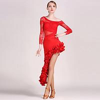 High-quality Lace and Tulle with Draped Latin Dance Outfits for Women\'s Performance (More Colors)