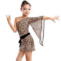 High-quality Milk Fiber with Leopard Print Latin Dance Dresses for Children\'s Performance/Training Kids Dance Costumes