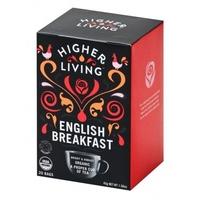 higher living english breakfast organic tea 20 bags x 4